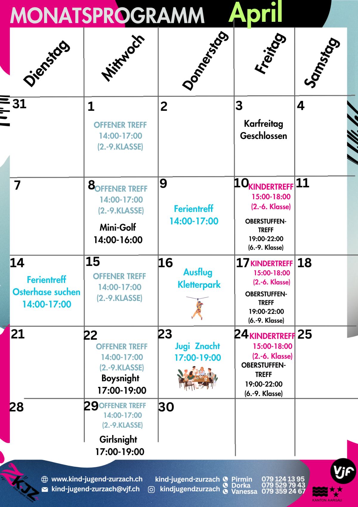 Monatsprogramm April