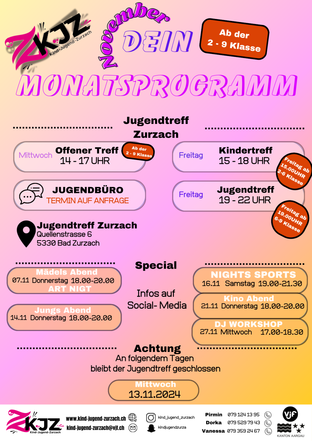 Monatsprogramm November