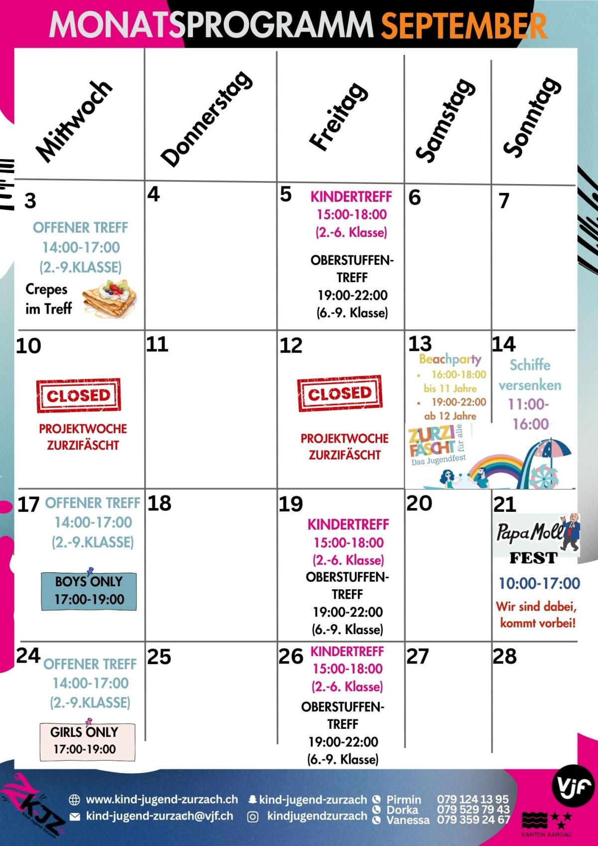 Monatsprogramm September
